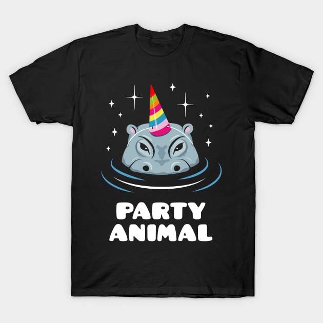 Party Animal Hippo T-Shirt by propellerhead